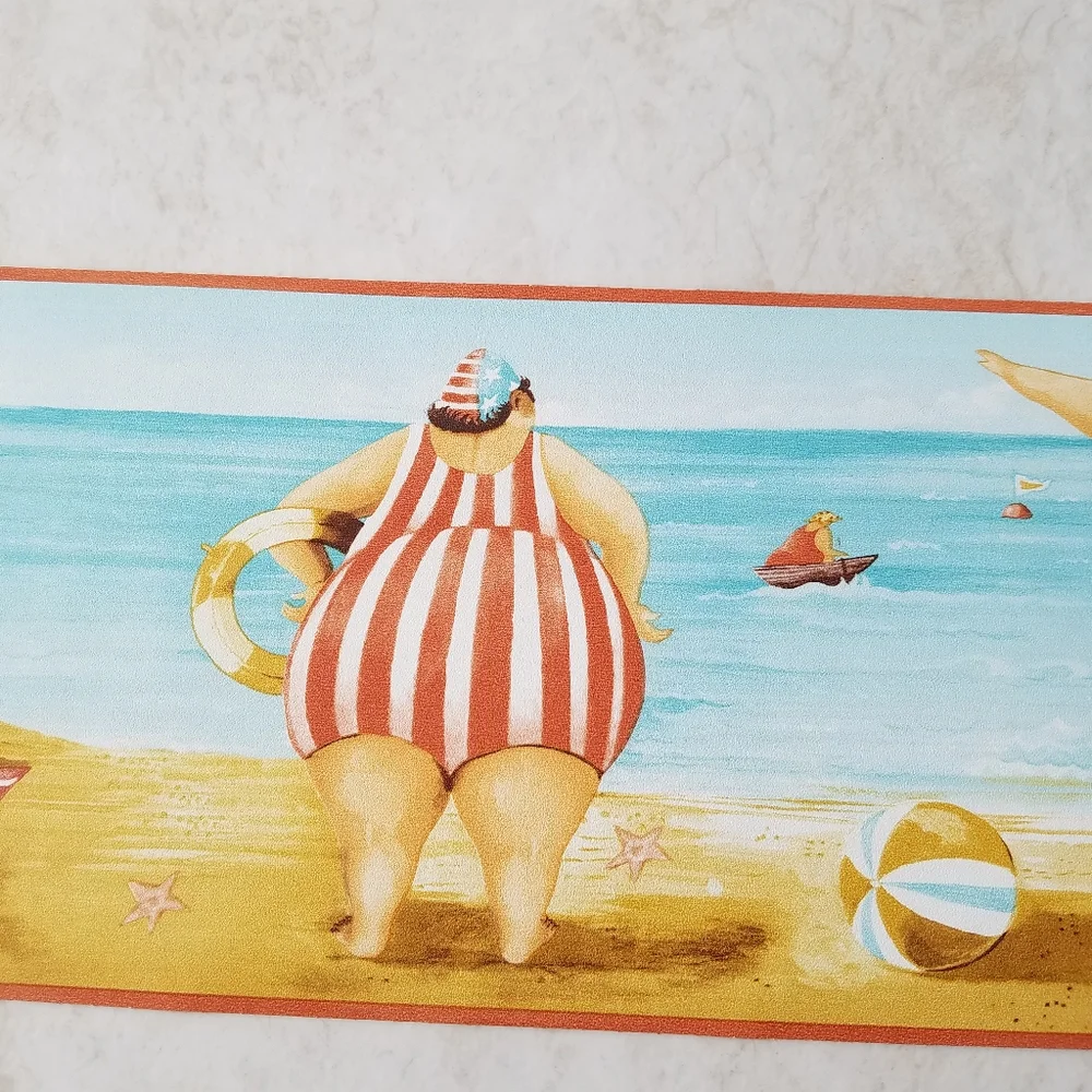 Wallpaper Border Comical Beach Ladies